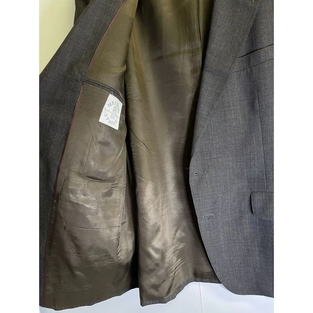 Meeting Street Men's 42R Gray & Black Glen Plaid Blazer Sport Coat Made‎ In USA